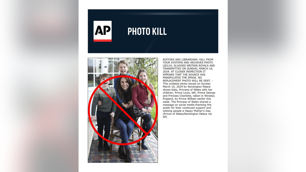 Foto de Kate Middleton com crianças, aviso da AP para remover