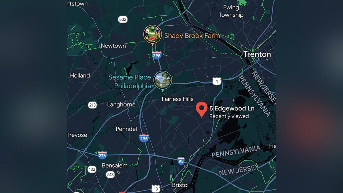 A map showing Falls Township, Pennsylvania