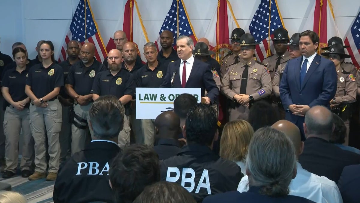 Miami Beach Mayor Steven Meiner speaking during a spring break police crackdown