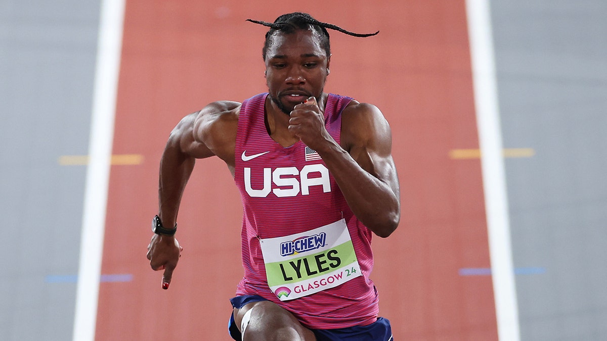 Noah Lyles running 60-meter