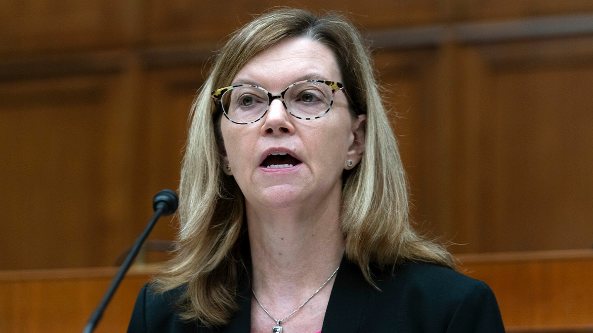 Commissioner and co-chairman Dionne Koller speaks during The Commission on the State of U.S. Olympics and Paralympics hearing on Capitol Hill in Washington, on Wednesday, Sept. 6, 2023. 