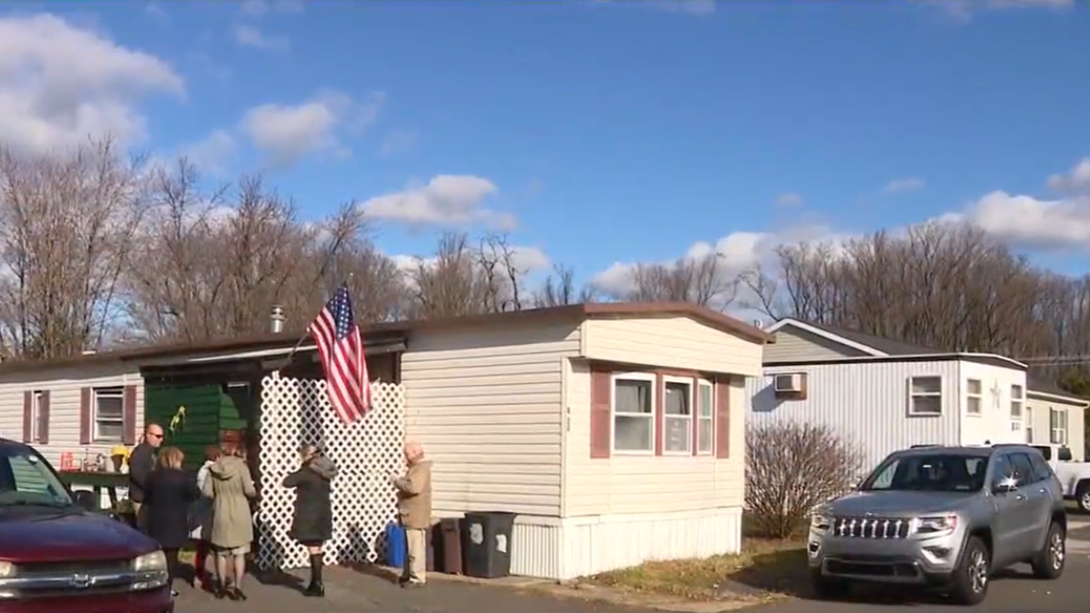 Exterior shot of trailer park home