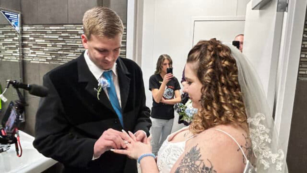 wedding vows in bathroom