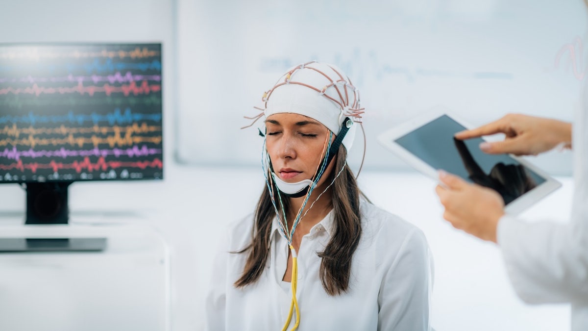 Woman brain electrodes