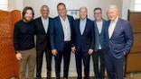 Actor Sean Hayes poses with with Biden, Obama and Clinton, along with fellows actors Jason Bateman and Will Arnett.