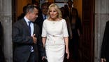 First Lady Jill Biden talks with her senior advisor Anthony Bernal before a speech at the Carondelet Palace in Quito, Ecuador on May 19, 2022. (Photo by Erin Schaff / POOL / AFP) (Photo by ERIN SCHAFF/POOL/AFP via Getty Images)