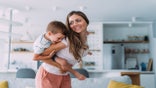 Mother and son at home