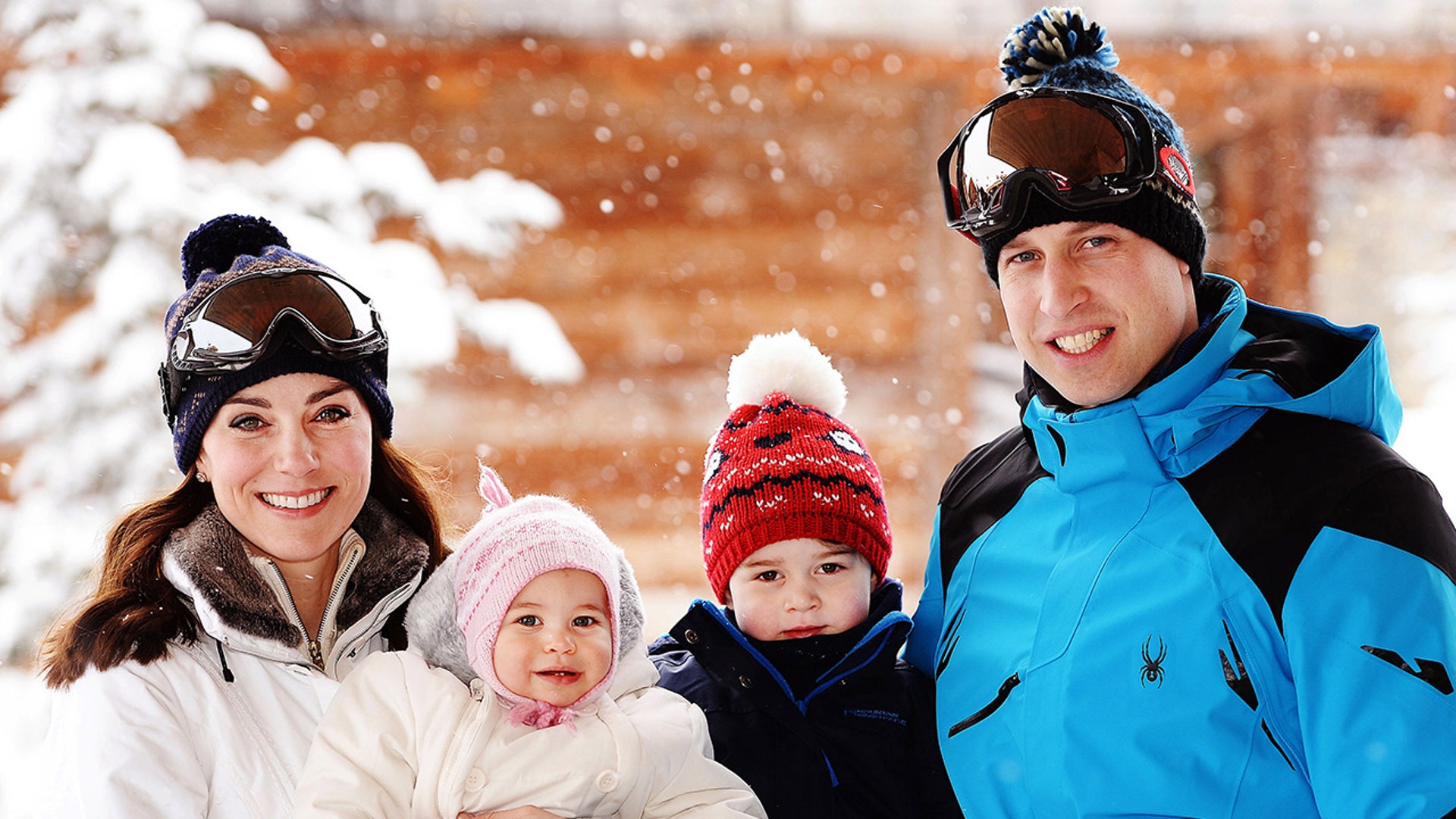 Princess Catherine, Prince William Prince George and Princess Charlotte in the snow