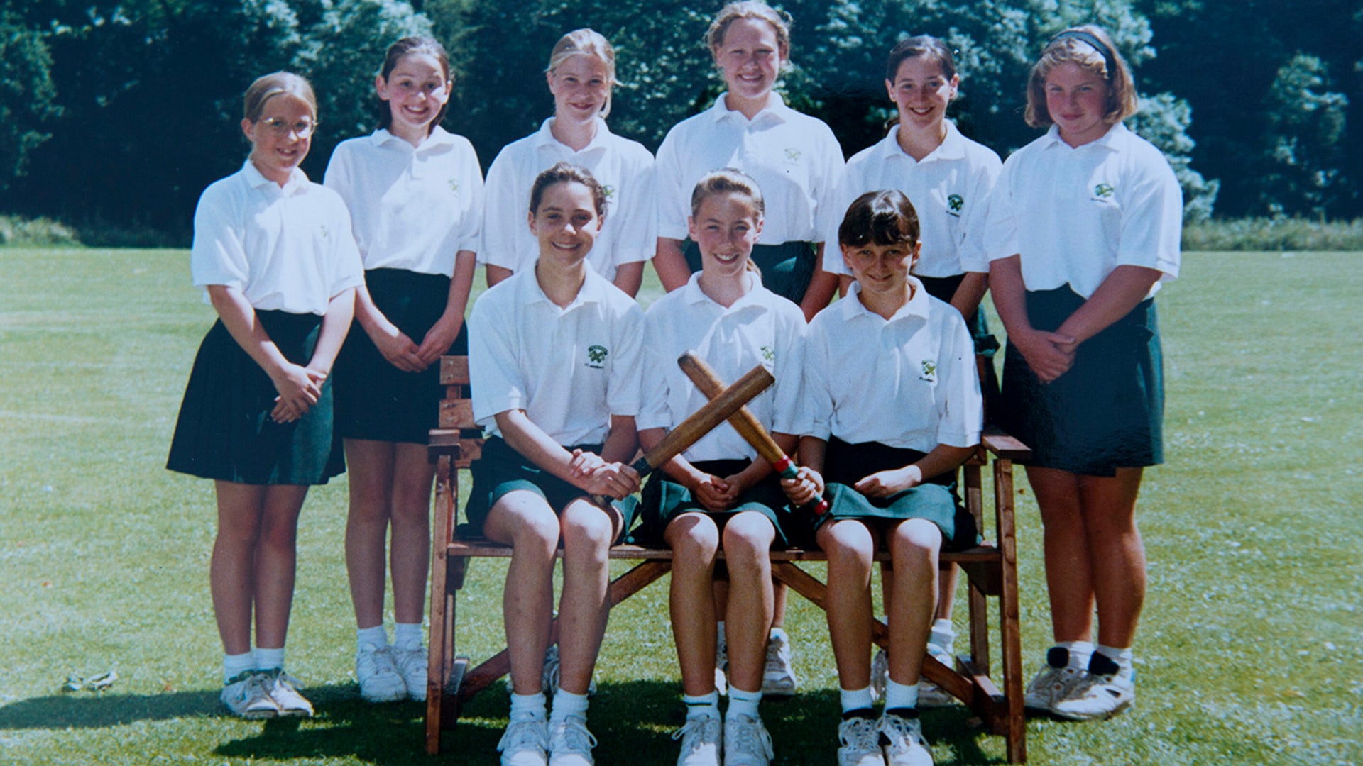 Kate Middleton in a group photo of her school rounders team