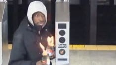 WATCH: Man wanted for hurling flaming containers at people in NYC subway station