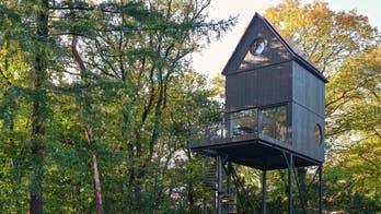 A birdhouse-inspired tiny house nestled in nature that runs on solar power
