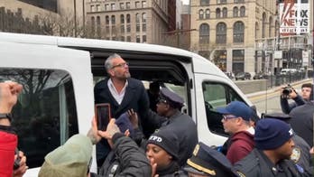 Conservative artist handcuffed during pizza-tossing protest outside New York City Hall