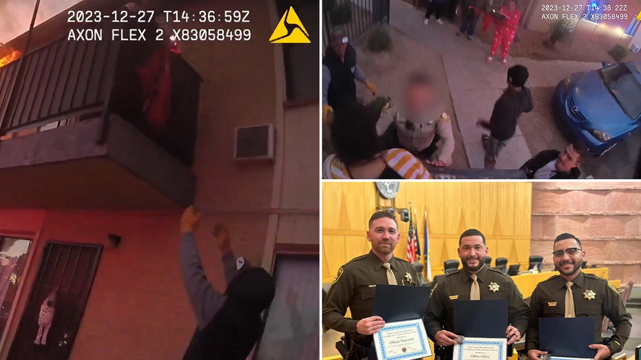 Las Vegas police officers save woman trapped in fire, bodycam video shows: ‘Get me up there’