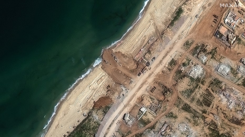 Construction of Gaza jetty for humanitarian aid seen in satellite images