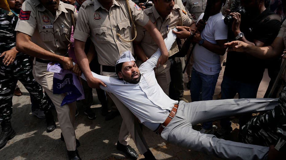 India’s police detain dozens of protesters demanding release of opposition leader