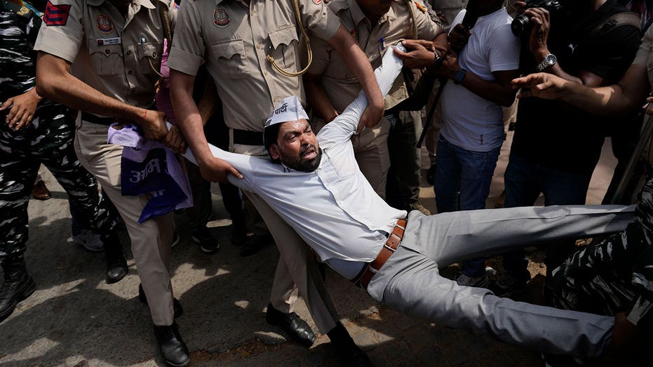 India’s police detain dozens of protesters demanding release of opposition leader