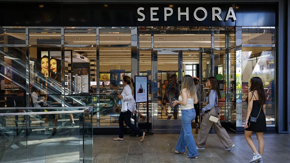 Shoppers outside a Sephora store