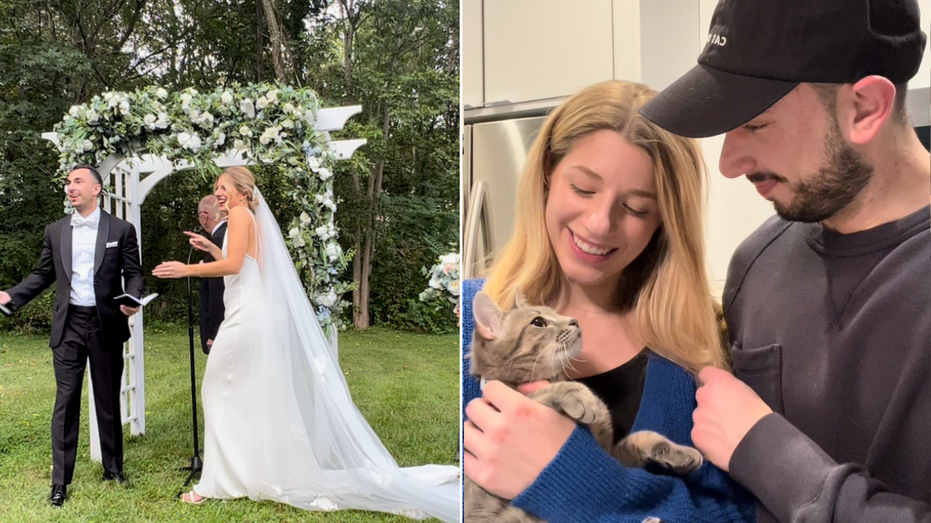 Married couple adopts stray cat who crashed their wedding ceremony: ‘Meant to be’