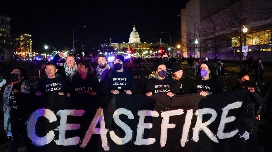 Pro-Palestinian protesters attempt to disrupt SOTU near Capitol: 'Biden's legacy is genocide'