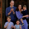 Princess Catherine, Prince William Prince George, Princess Charlotte, and Prince Louis outside their home during the Covid pandemic