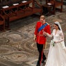 Kate Middleton walks up the aisle after marrying Prince William