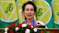 Burma's then leader Aung San Suu Kyi delivers a speech during a meeting on implementation of Burma Education Development in Naypyidaw, Myanmar, Jan. 28, 2020. Burma's military says Suu Kyi has been moved from prison to house arrest as health measure due to a heat wave.