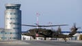 A U.S. Army UH-60M Blackhawk helicopter lands at Rzeszow-Jasionka Airport, Poland February 15, 2022.