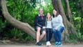 Barry Kluczyk, left, poses with his family, Mary Kluczyk, center, and Carrie Kluczyk on a hiking trail in the Dungeness National Wildlife Refuge, near Sequim, Wash., in 2021, during a Seattle-based mini sabbatical.