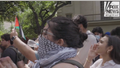 Anti-Israel protesters chant at University of Texas - Austin, on April 24, 2024.