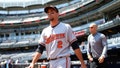 J.J. Hardy #2 of the Baltimore Orioles walks from the dugout prior to the game against the New York Yankees at Yankee Stadium on Thursday, July 21, 2016 in the Bronx borough of New York City.