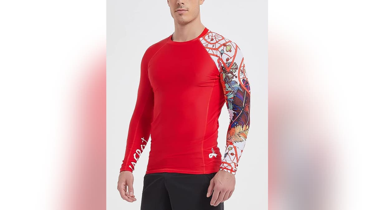 Long sleeve rash guards make surfing more comfortable. 