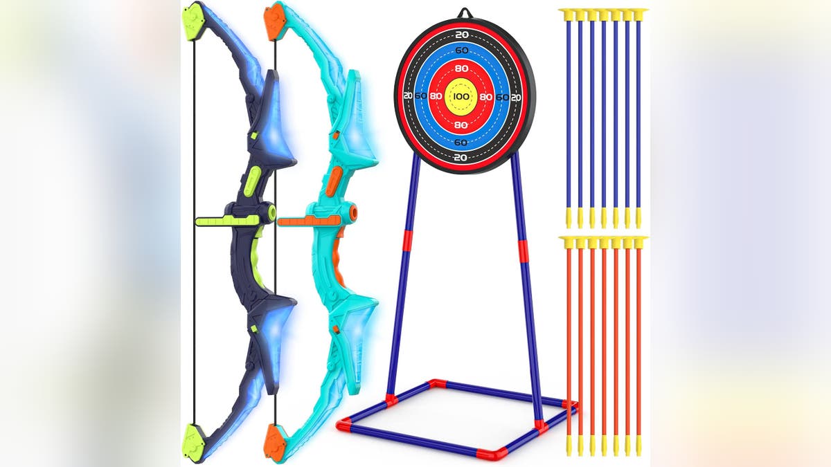 Teach your kids archery with this bow and arrow set.