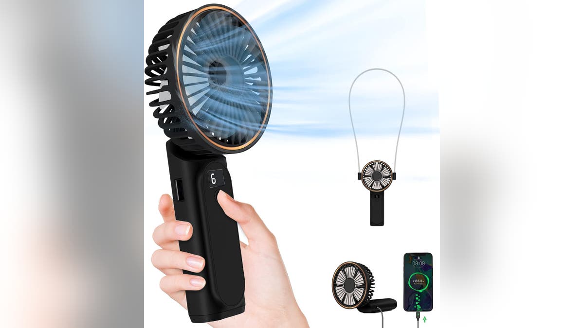 Stay cool with a handheld fan. 