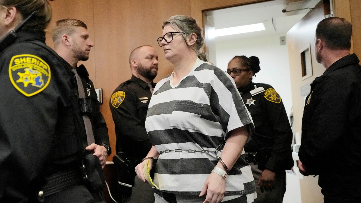Jennifer Crumbley arrives for her sentencing, Tuesday, April 9, 2024, in Pontiac, Mich.