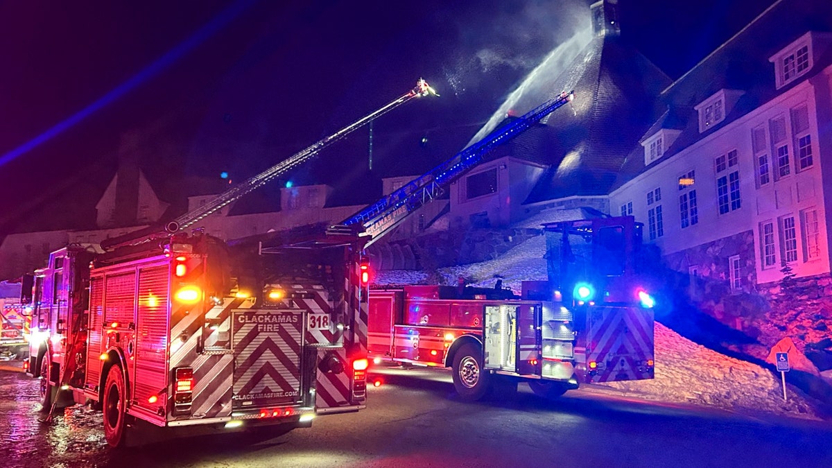 Timberline lodge on fire