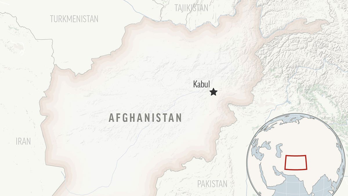 This is a locator map for Afghanistan with its capital, Kabul.