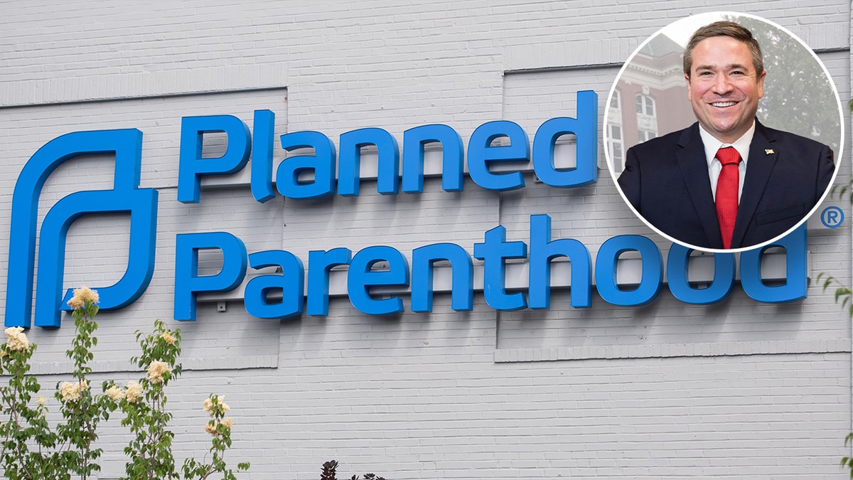 main image: Planned Parenthood logo on building: inset: Missouri AG Andrew Bailey