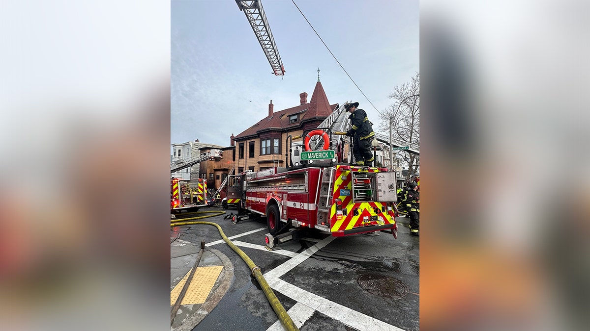 Boston fire crews pn the scene