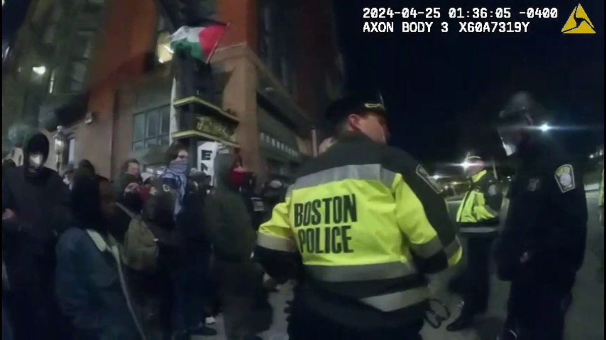 Boston Police officer's back