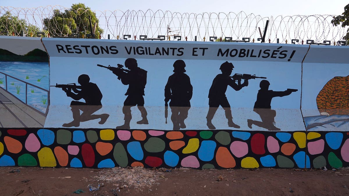 A mural is seen in Ouagadougou, Burkina Faso