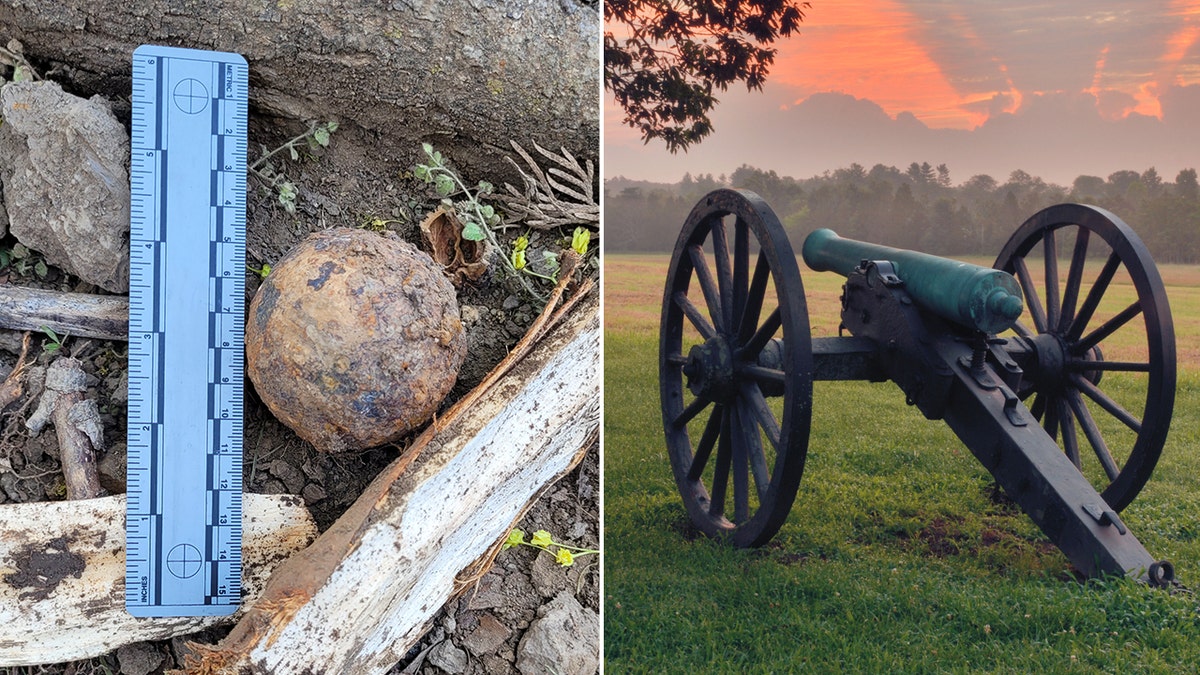 Descoberta bala de canhão da época da Guerra Civil