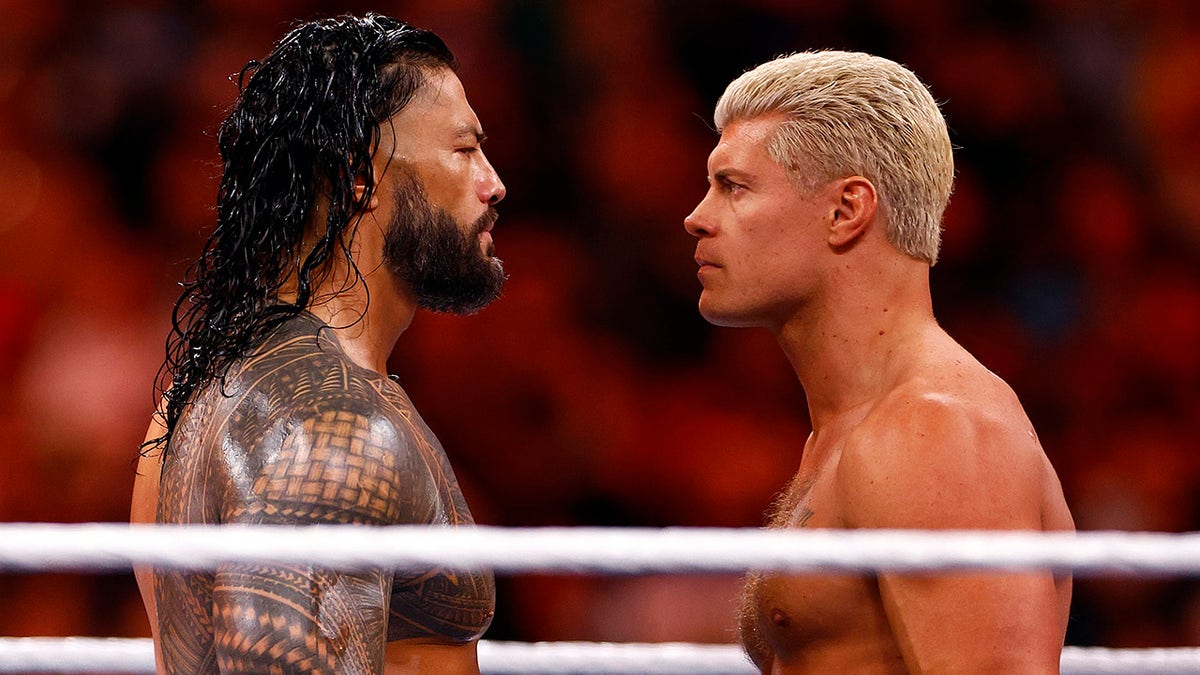 Roman Reigns stares down Cody Rhodes
