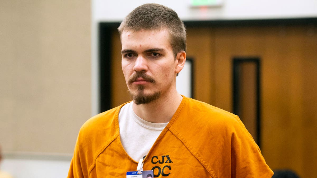 Samuel Woodward leaves a court hearing at the Harbor Justice Center in Newport Beach, California