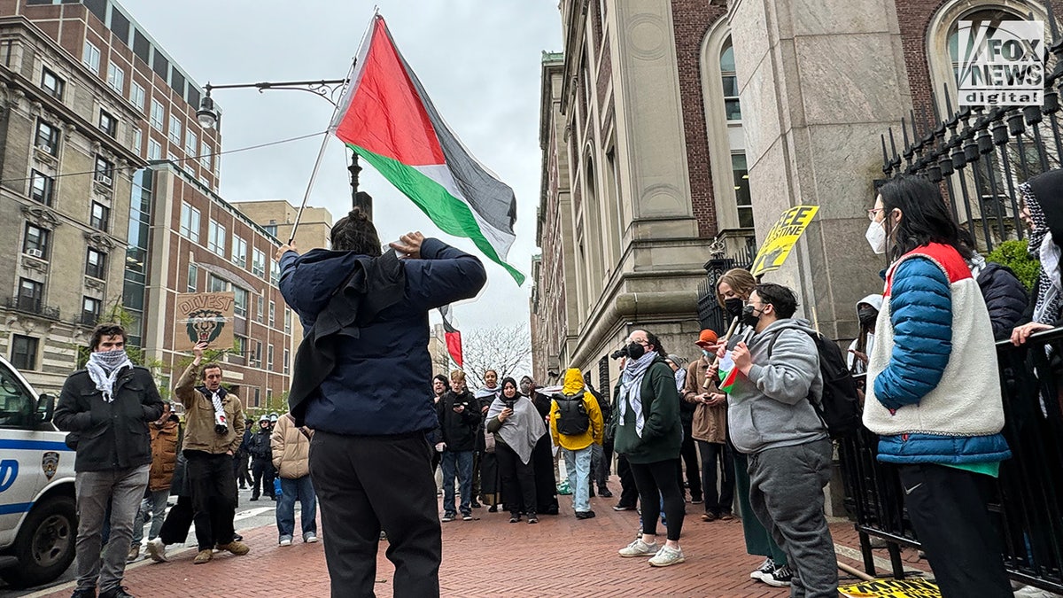 NYPD officers patrol arsenic  pro-Palestine students show  connected  Columbia University’s campus