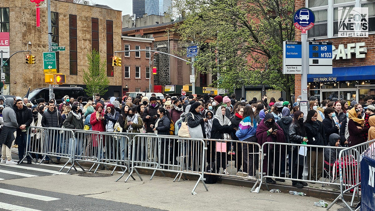 NYPD officers close off the area surrounding 1 Police Plaza in Lower Manhattan