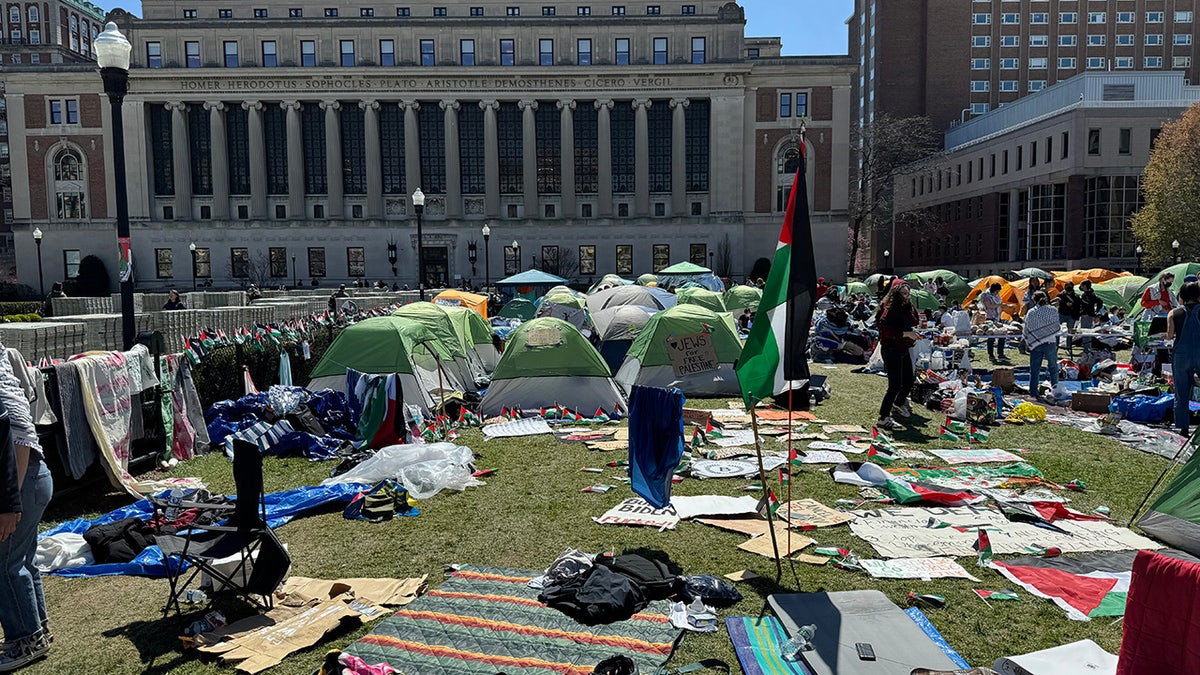 Anti-Israel agitators conception an encampment connected Columbia University’s campus