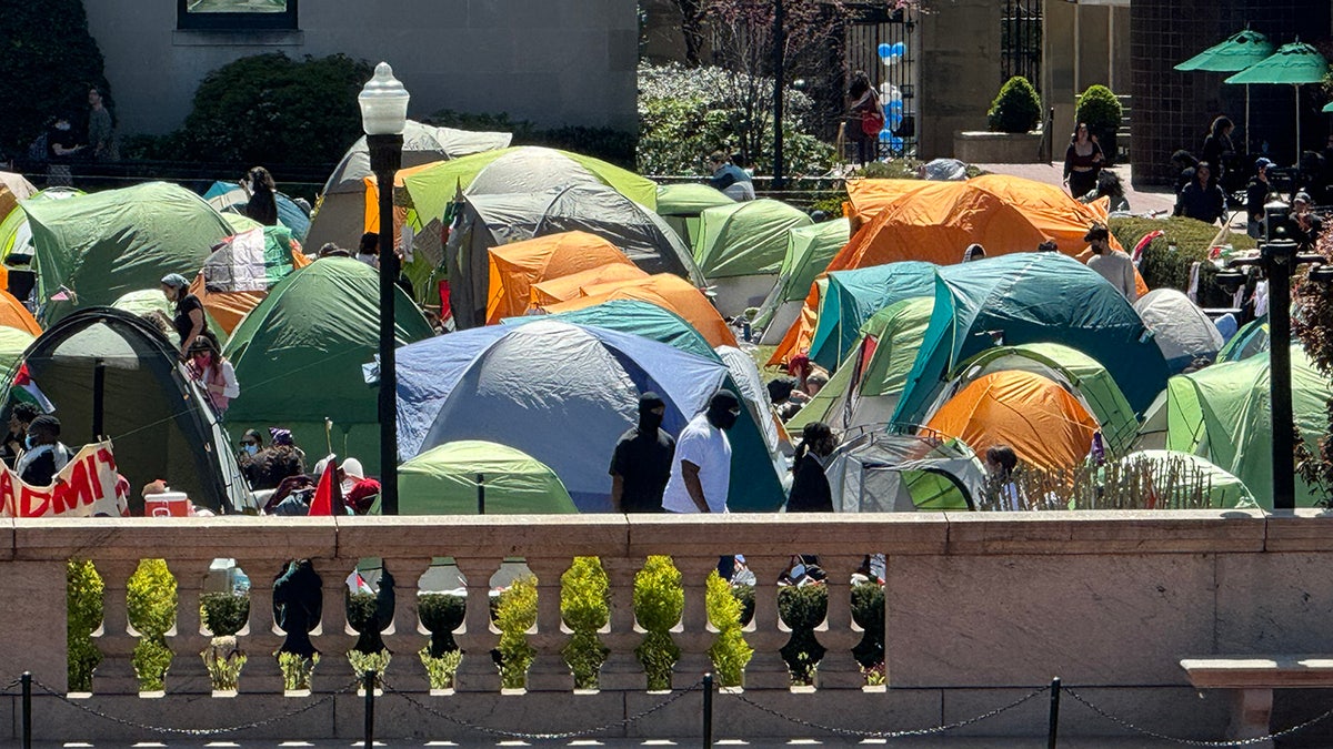 Encampment is constructed on Columbia University’s campus in New York City