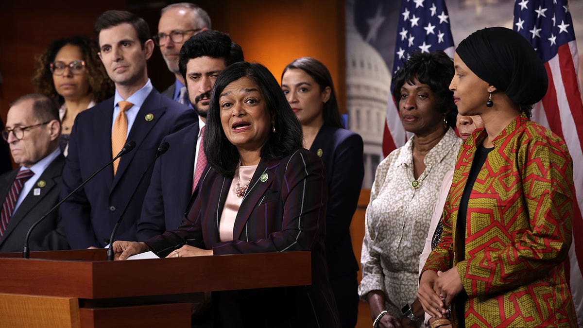 Congressional Progressive Caucus speaks at U.S. Capitol