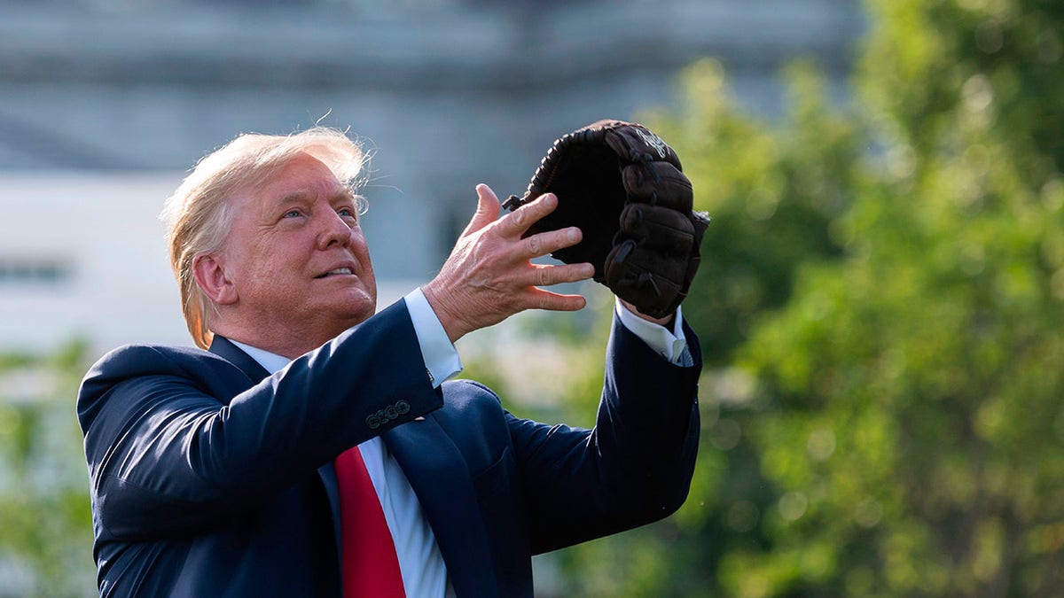 Donald Trump plays catch