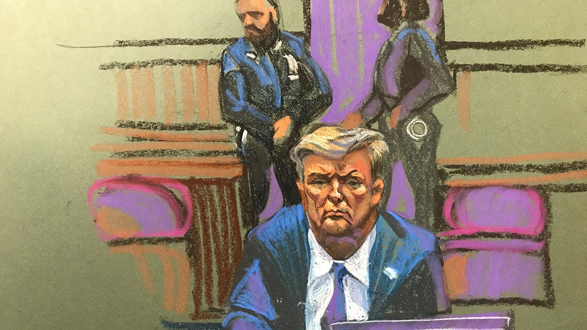 A tribunal sketch depicts nan 3rd time of erstwhile President Donald Trump’s criminal proceedings successful Manhattan Criminal Court